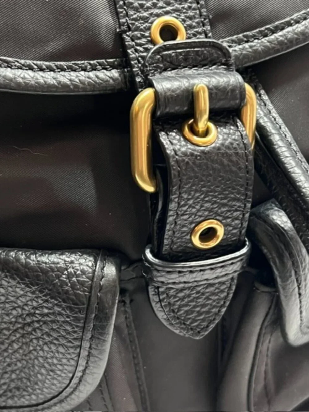 COACH Legacy Nylon and Leather Large Backpack Black w/drawstring & flap closure